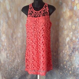 Holister Coral Crochet Shift Dress Size Large Lined